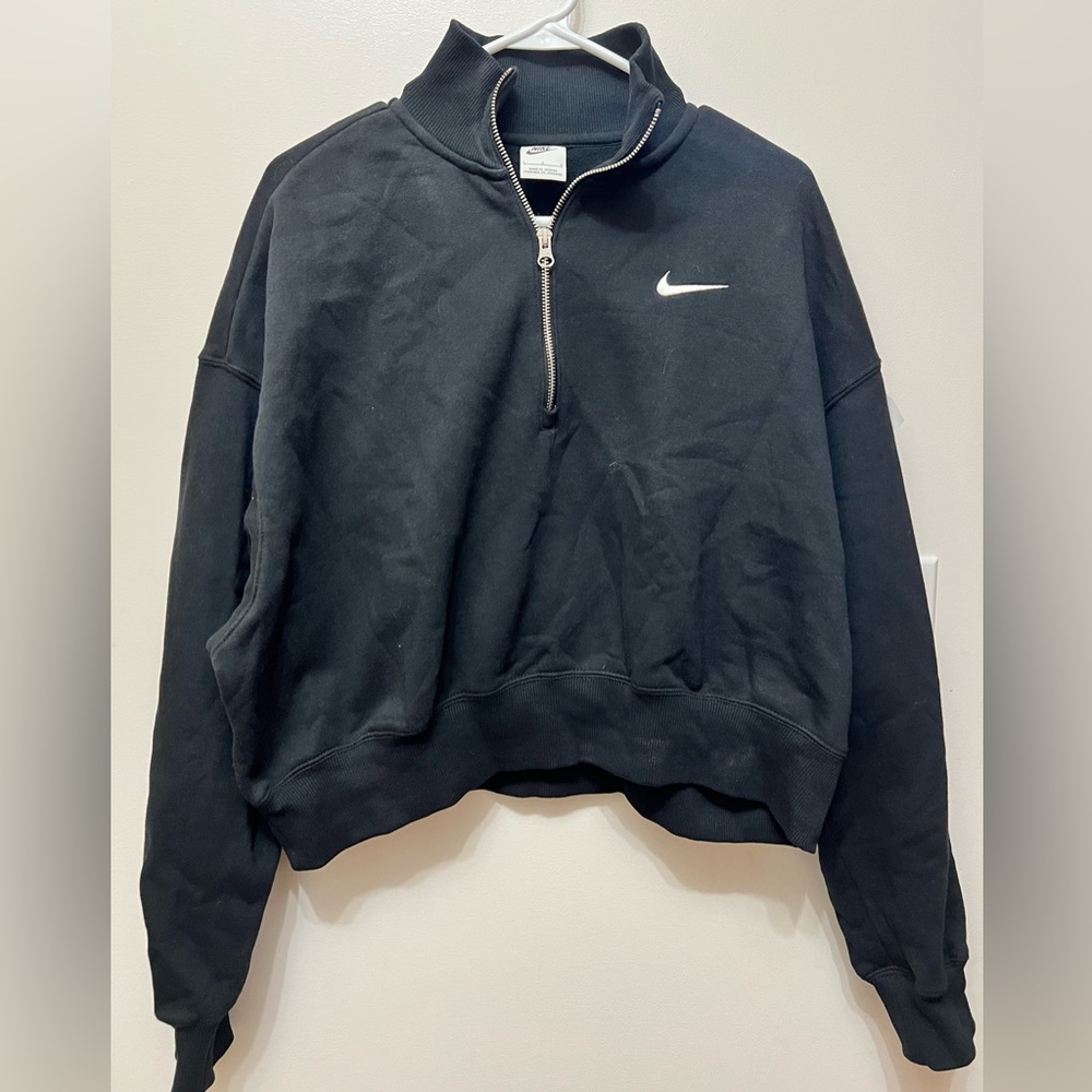 Nike Black Half Zip Cropped Sweatshirt size L Women’s